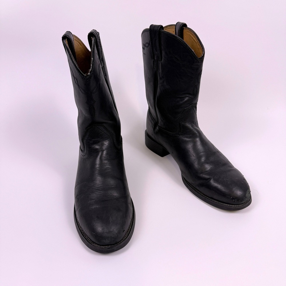 Ariat Heritage Roper Boots Mens 11EE Black Leather Cowboy Western Stockman